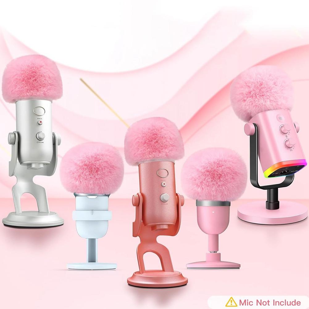 AA58 Mic Foam Cover for Blue Yeti Microphone,Mic Foam Cover with Furry Windscreen Muff Windshield for ZealSound K66 Pink