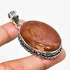 Seam Agate Gemstone Handmade 925 Silver Plated Jewelry Pendant 2.08"
