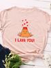 Извержения вулканов I Lava You Print Женская футболка с коротким рукавом и круглым вырезом Свободная женская футболка Женская футболка Топы Camisetas Mujer