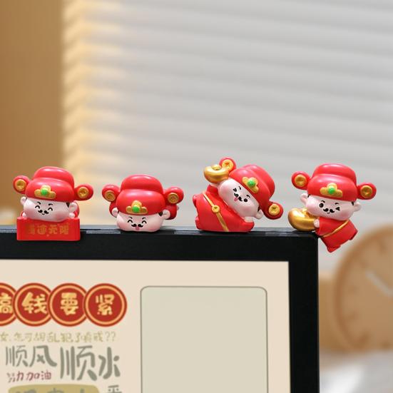 1/4 шт. Фигурка Бога Богатства Украшение для Монитора Компьютера Мультяшная Статуэтка Китайских Бессмертных Полимерная Скульптура Украшение на Приборную Панель Автомобиля