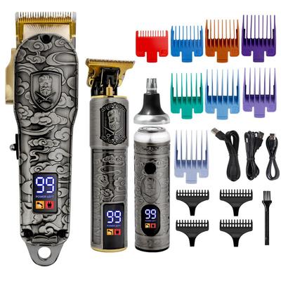 Профессиональные машинки для стрижки волос для мужчин, 3 комплекта парикмахерских машинок для стрижки волос, набор триммеров с ЖК-дисплеем, аккумуляторная машинка для стрижки волос для семьи