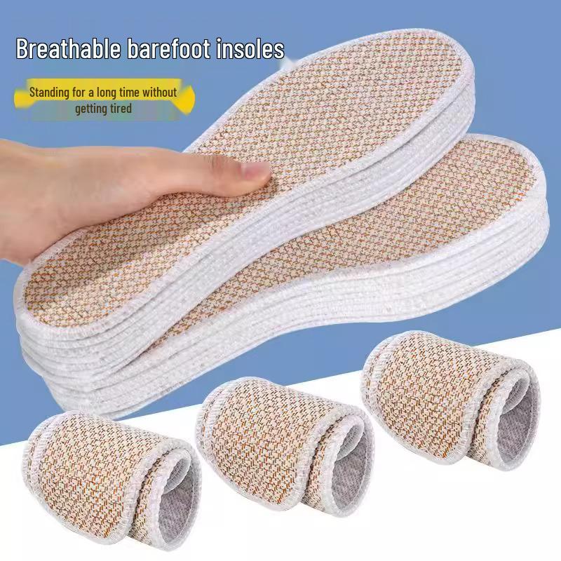 Дышащие льняные стельки для мужчин, впитывающие пот, с защитой от запаха и дезодорирующим эффектом полыни, мягкие и удобные для всех сезонов