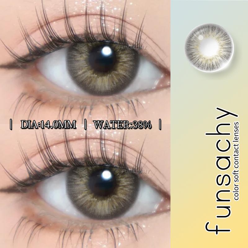 FUNSACHY 2PCS годовые цветные контактные линзы для глаз натуральные зрачки серо-голубые контактные линзы косметика косметика высокого качества линзы