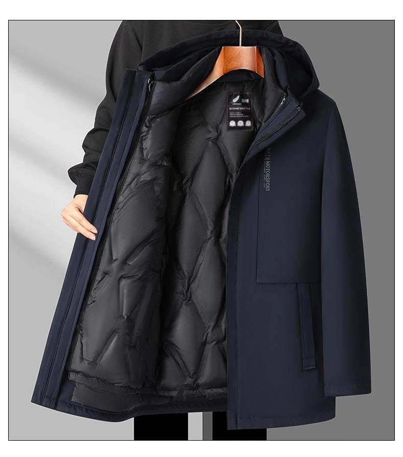 Мужская зимняя куртка на гусином пуху со съемной подкладкой - 3-в-1, повседневная деловая верхняя одежда для тепла