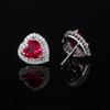 European and American Pink Yellow Ice Flower Cut Love Heart Shaped Earrings Red Corundum Inlaid with Main Stone