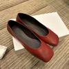 Women's Leather Ballet Flats Soft Soled Commuter Single Shoes 2025 Summer Square Toe Flat Mary Jane Shoes