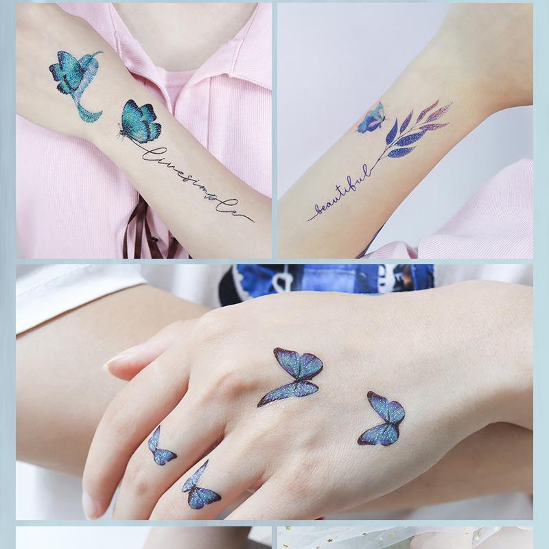 Блестящие татуировки бабочки Временные наклейки Водонепроницаемые татуировки для лица бабочки Блестящие крылья феи Макияж Поддельные татуировки для девочек Подарки на вечеринку