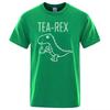 Men Women T-Shirts Tea Rex Funny Dinosaur Drink Coffee T Shirts Fashion Casual TShirt High Quality Streetwear Tops Tee Shirt