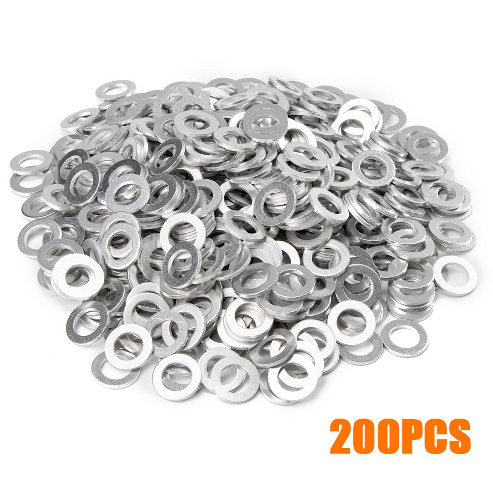 200PCS 12*20*2mm Oil Drain Plug Gaskets Crush Washers Seals Rings Hole Silver Fastener Gasket Aluminum Washers Car Accessories