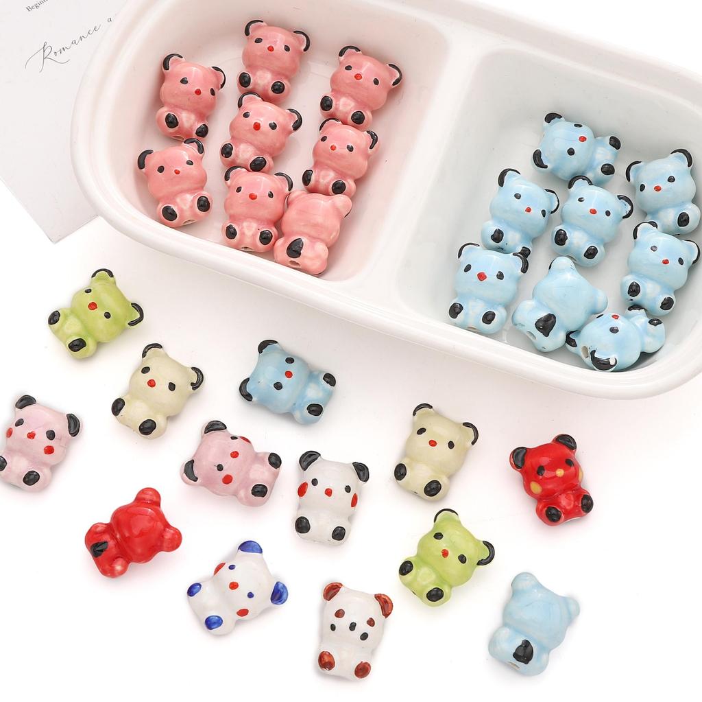 16x19mm Pickup Bear Ceramic Hand-painted Bead For DIY Bracelets Necklaces Jewelry Making