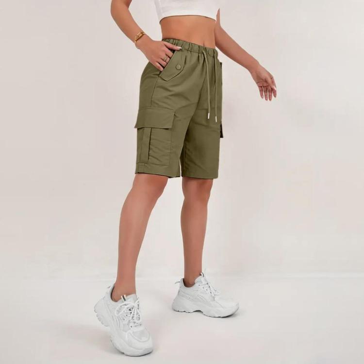 Women's Casual High Waisted Loose Sports Shorts with Pocket Solid Color