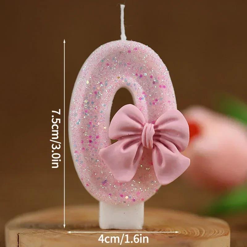 Number Cake Candle Pink Glitter Birthday Candle 1 2 3 4 5 6 7 8 9 3D Number Candle Cake Topper Birthday Party Cake Decor