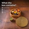 24.5 Cm Spice Box for Kitchen with Spoon 7 Detachable Containers, Acacia Wood 120 ML Storage Container Masala Dani for Gift