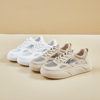 Новые летние маленькие белые туфли на толстой подошве-маффин, универсальные кеды, в стиле хай-стрит, легкие, дышащие, повседневные туфли для женщин