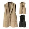 Летний женский пиджак, однотонное пальто без рукавов с отложным воротником, темпераментный пиджак, длинный жилет для женщин