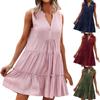 Женские летние повседневные однотонные платья без рукавов с v-образным вырезом Короткие платья для пляжного отдыха