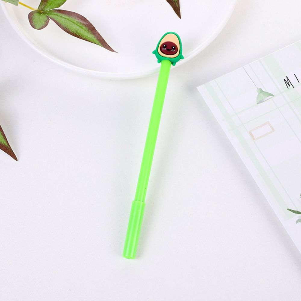 6,88-дюймовая нейтральная ручка авокадо, зеленая мультяшная канцелярская принадлежность, многофункциональная черная водяная ручка для офиса