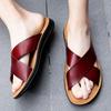 Fashion Summer New Style Simple Slippers Cow Leather Shoes Beach Slippers Men Sandals White Light Soft Bottom Casual Shoes Outdoor Shoes
