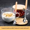 Большая стеклянная кружка для завтрака Shangqi для микроволновой печи с бамбуковой крышкой и ложками