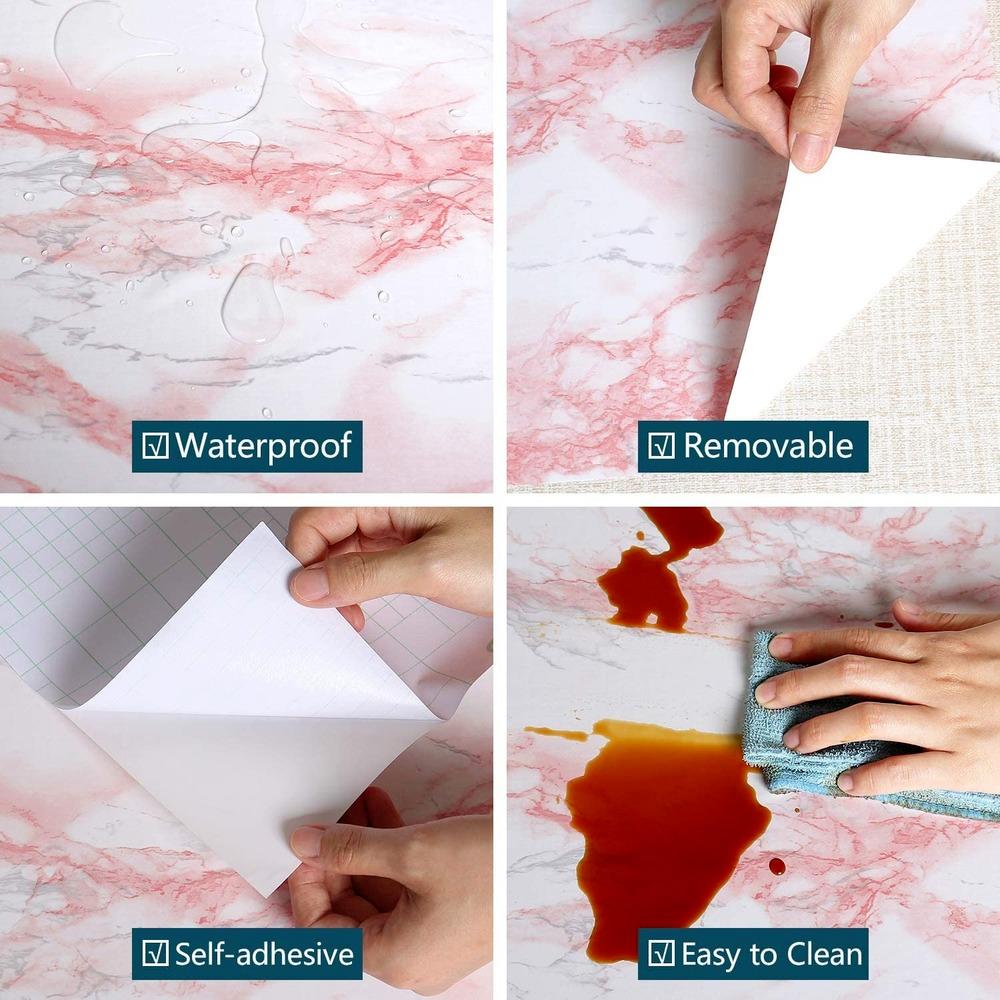 Self Adhesive Waterproof Marble Wallpaper Vinyl Film Wall Stickers Bathroom Kitchen Cupboard Room Decoration Sticky Paper Decal
