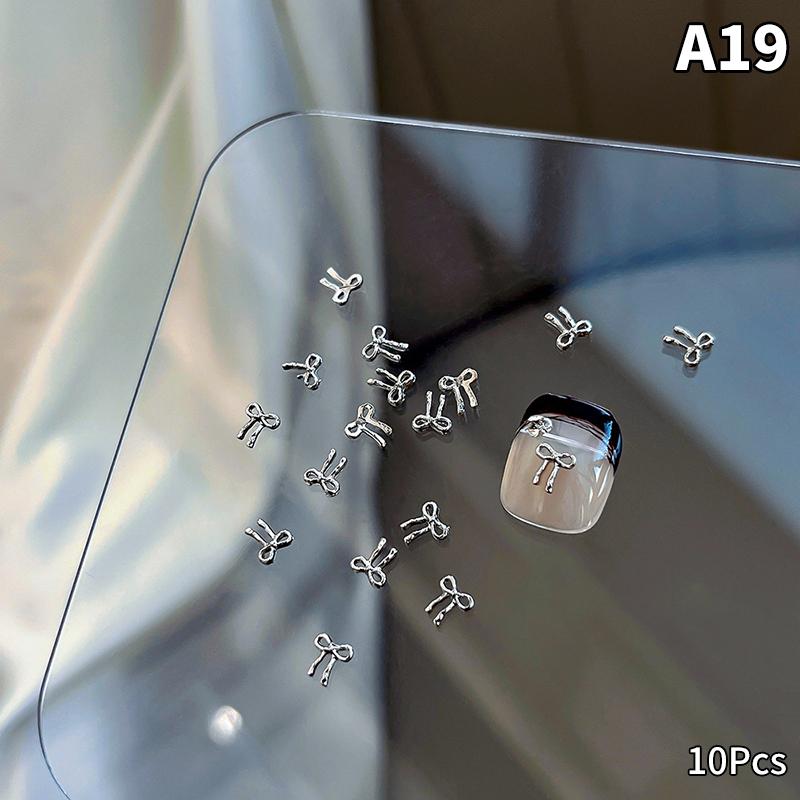 10 шт. роскошных кавайных бантиков для ногтей, 3D японский сплав, галстук-бабочка, украшения для ногтей, стразы, аксессуары для самостоятельного изготовления