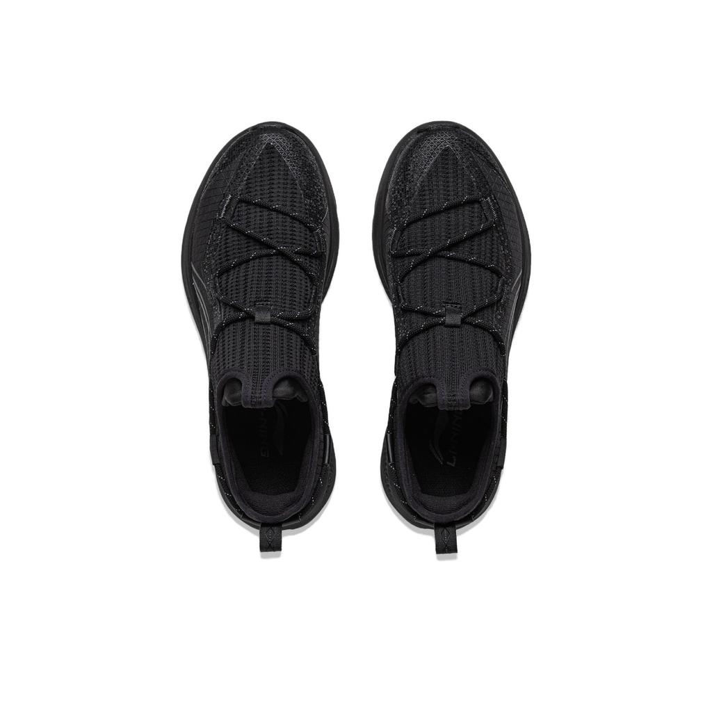 Li Ning Cloud Easing Soft Rebound Breathable Thick Sole Increased Height Non-Slip Wear-Resistant Low-Top Casual Shoes Men Sneaker Black AGLV133-2