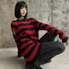 New Goth Punk Gothic Sweater Oversized Pullovers Women Striped Cool Hollow Out Hole Broken Jumper Harajuku Aesthetics Sweater