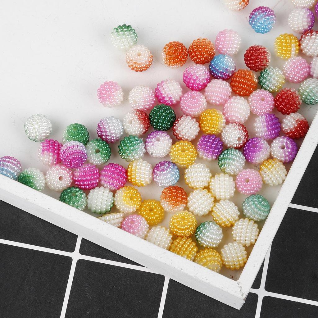 10mm 50pcs Acrylic Bayberry Gradient Color Round Loose Beads for DIY Jewelry Making