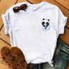 Cute Panda With Sunglasses Graphic Women T-Shirt Minimalist Black Line Animal Print Short Sleeve Casual Streetwear Tee