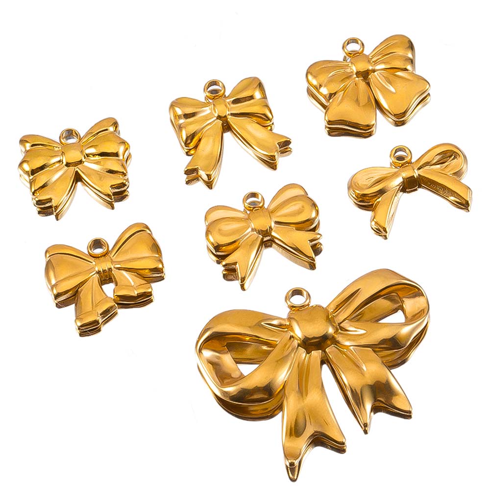 5pcs Stainless Steel Geometric Heart Bowknot Charms Pendants DIY Jewelry Making Findings Necklace Bracelets Earrings Supplies