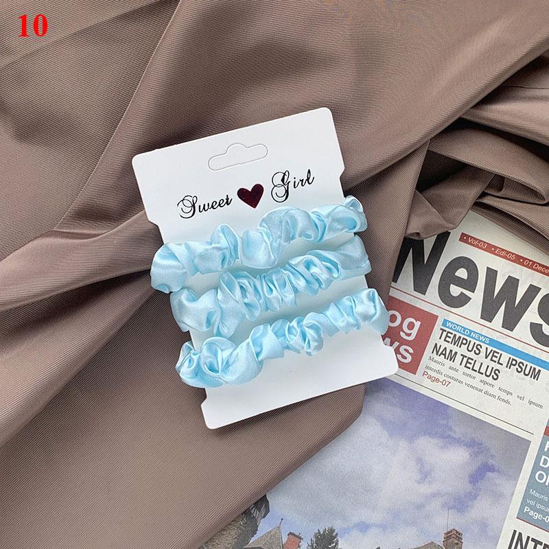 3Pcs/Set Silk Satin Solid Color Hair Ties Silky Scrunchies Set Women Simple Style Rubber Band Ponytail Holder Hair Accessories