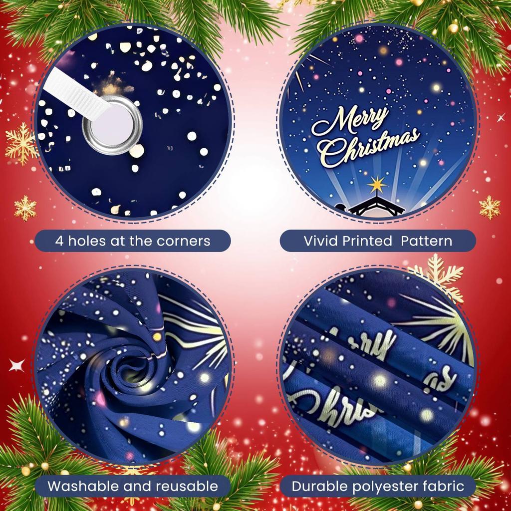 Starry Night Scene Christmas Banner Nativity Design Holiday Decoration for Christmas Party Indoor Event Religious Celebr