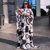 Plus Size Women's Bat-sleeve Loose Print Color Dress