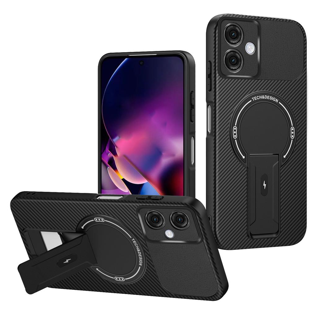 Для Motorola Moto G54 5G Чехол Текстура углеродного волокна ПК+ТПУ Чехол для телефона с подставкой