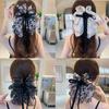 Elegant Women Bow Hair Claw Bowknot Clips Stain Barrettes Hairpin Women Ponytail Horsetail Clip Hair Bands Accessories