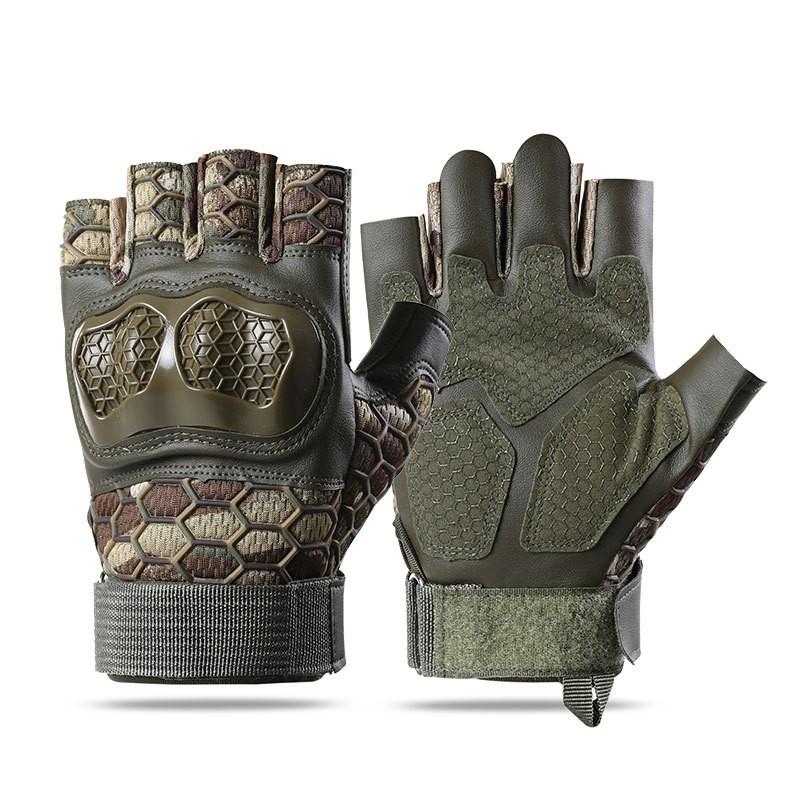 Mens Half-Finger Tactical Gloves Motorcycle Riding Outdoor Off-Road Cycling Anti-Slip Durable PU Leather With Touchscreen