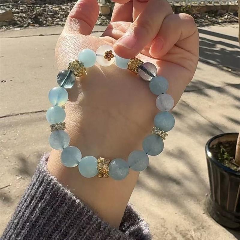 Natural Crystal Multi-Gemstone Five Elements Bracelet - Gold, Wood, Water, Fire, Earth Balance - Innovative and Popular Cultural Creation Bracelet