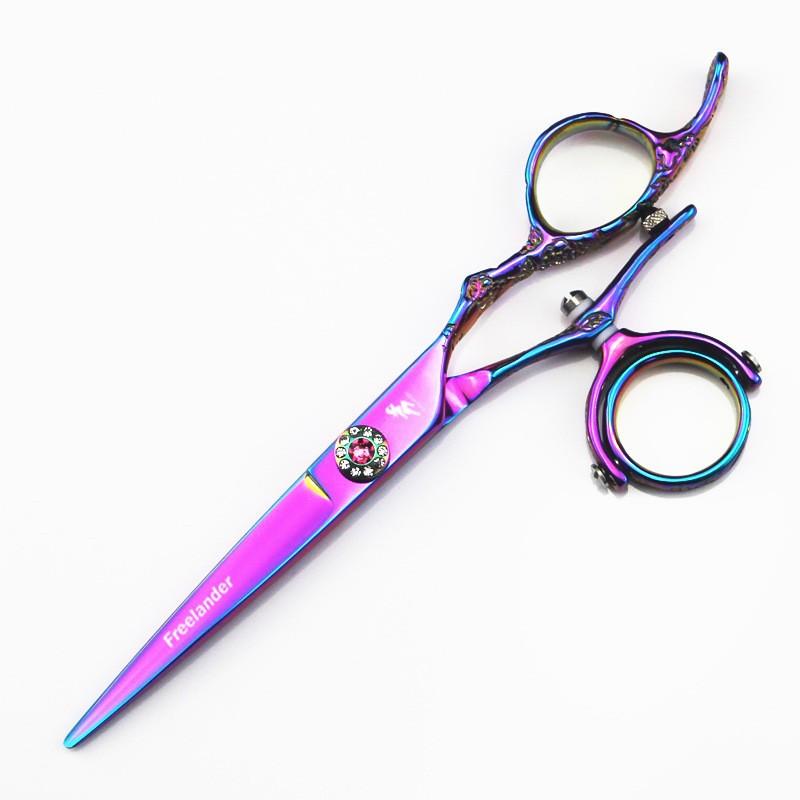 6.0 inch, plum blossom 720 degrees, rotating handle, color, flat scissors, thin scissors, hair scissors