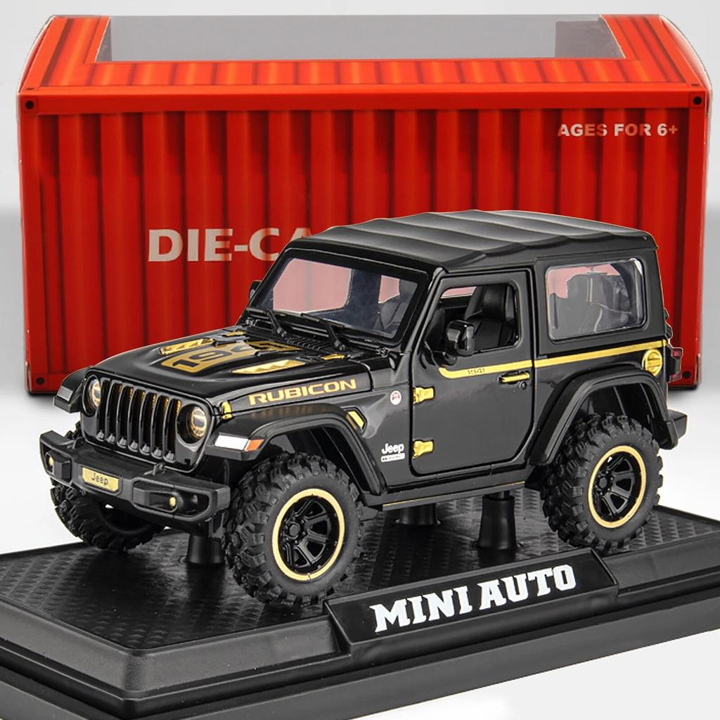 1/32 Scale Wrangler Off-Road 7 Door for Wrangler Diecast Toy Car Model, Metal Alloy Vehicle for Kids Boys Girls Adults, Doors Open, Light