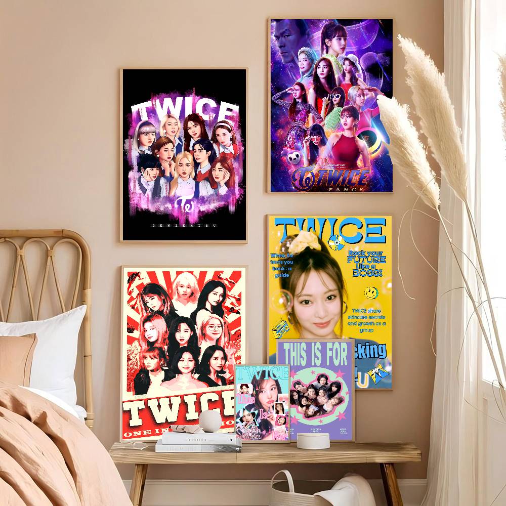 Холст Картина Kpop T-twice Хорошее Качество Печать и Постеры Водонепроницаемая Бумажная Наклейка Кофейня Бар Постеры Наклейки на Стену