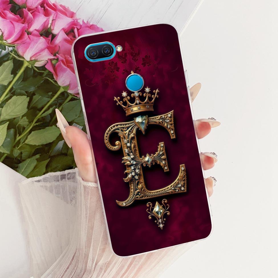 Прозрачный чехол-бампер для Oppo A12, роскошная корона, эстетичный, буквы от A до Z, 2D плоский узор, мягкий корпус для Oppo CPH2083 CPH2077
