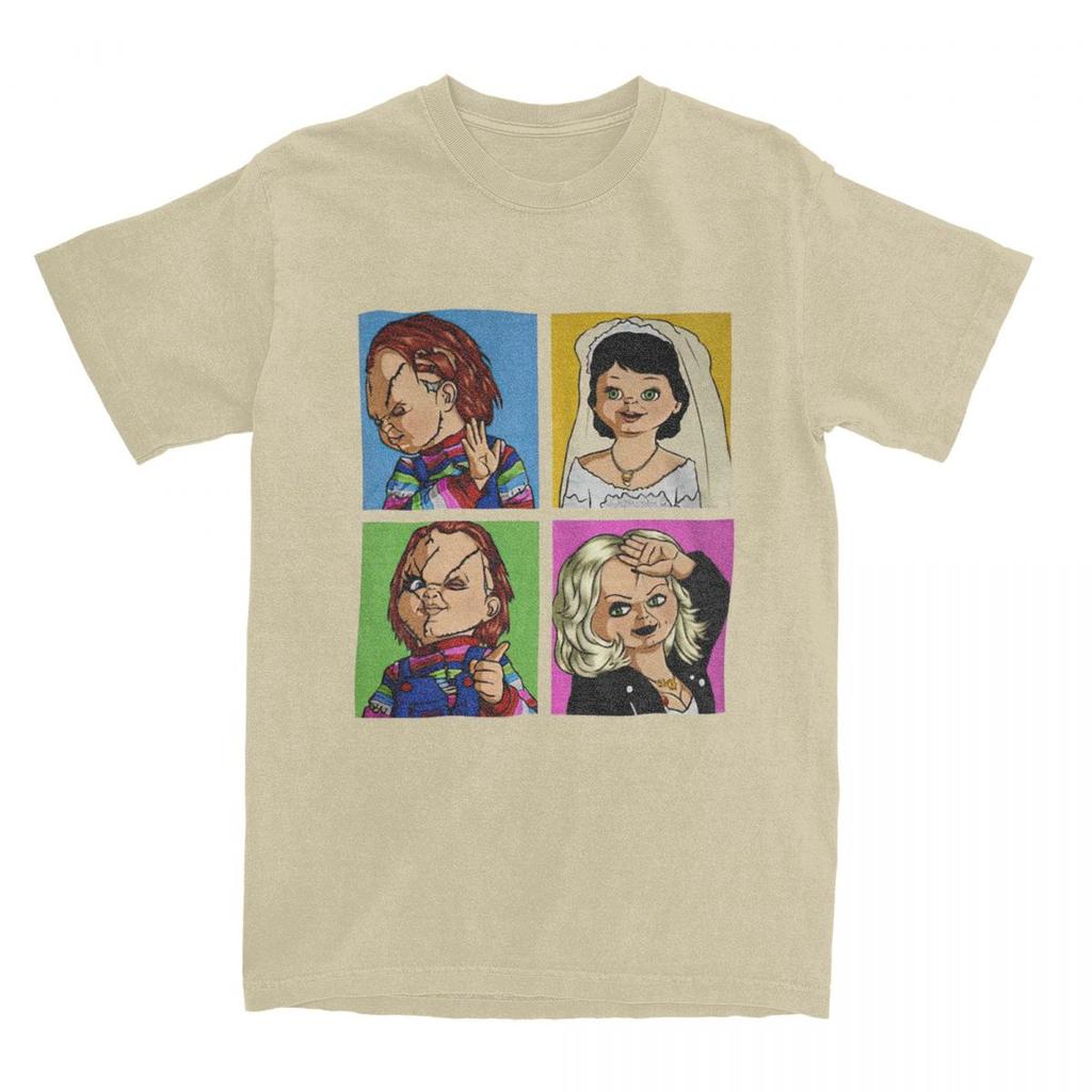 Мужская футболка Копия Чаки и Тиффани Стрельба Повседневная хлопковая футболка с коротким рукавом Футболки с фильмами ужасов Одежда с круглым вырезом