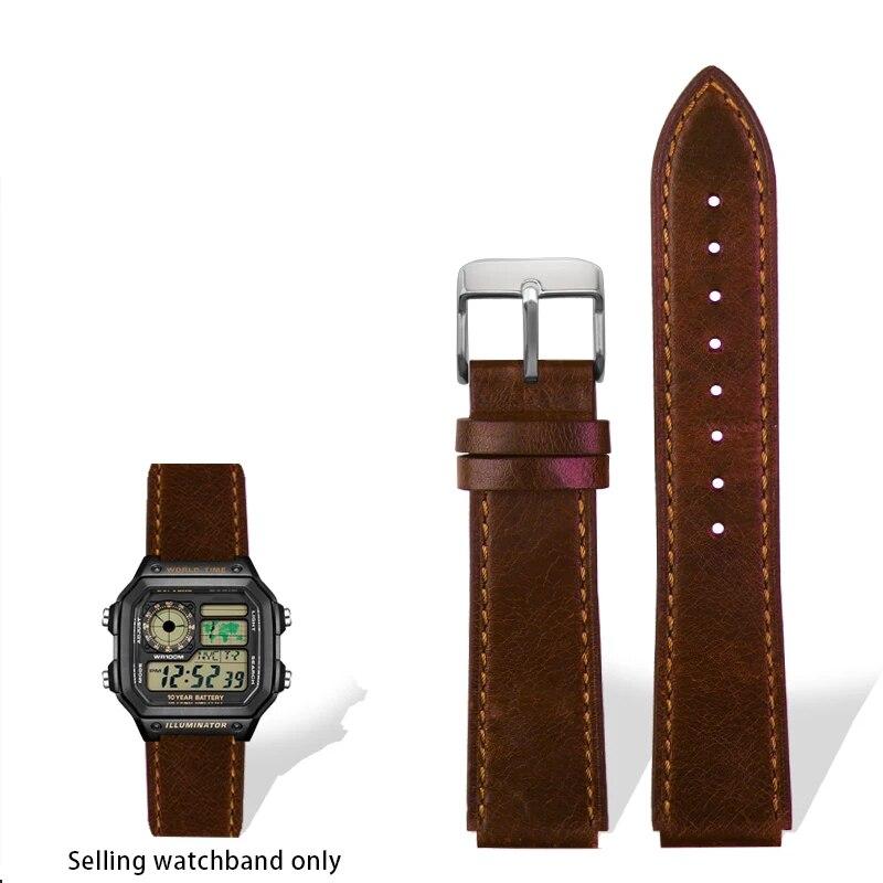 Ремешок из натуральной кожи в стиле ретро для Casio A158W A168/F91w/AE-1200WHD/A158/A159/A169/AE1200, винтажный ремешок-браслет для часов