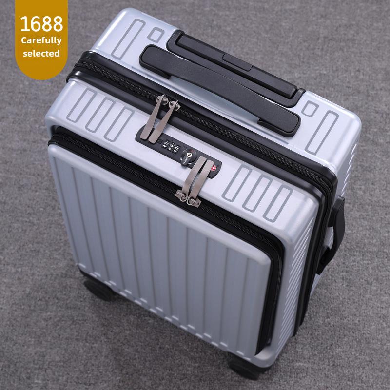 Aluminum Frame Front-Opening Multifunctional Suitcase with Password Lock