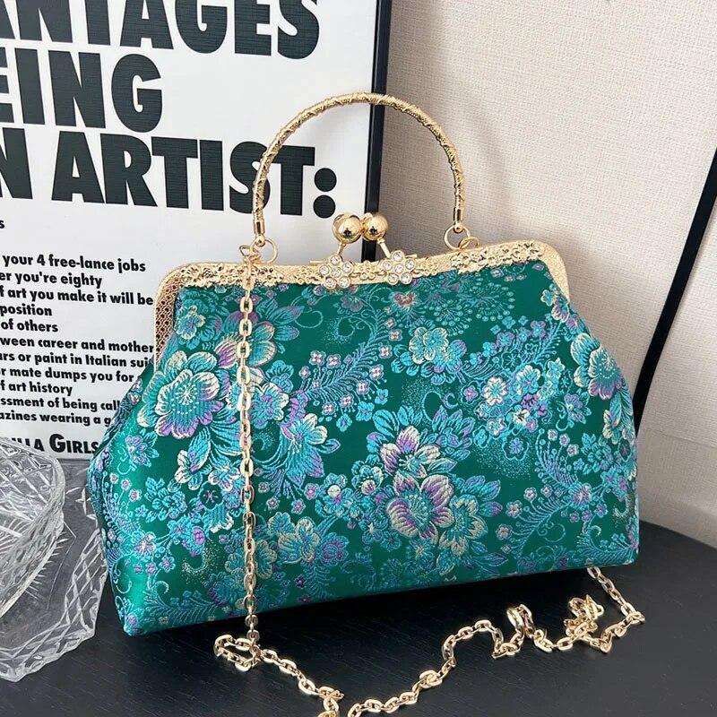 Винтажный женский свадебный клатч с цветочным замком, зажим в форме ракушки, сумки на плечо с цепочкой и бахромой, фиолетовые, синие сумки через плечо, сумки и кошельки