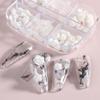 White Aurora Camellia Nail Art Jewelry Acrylic Resin Flowers Design Elegant Wedding Charms Accessories Rhinestone Decor