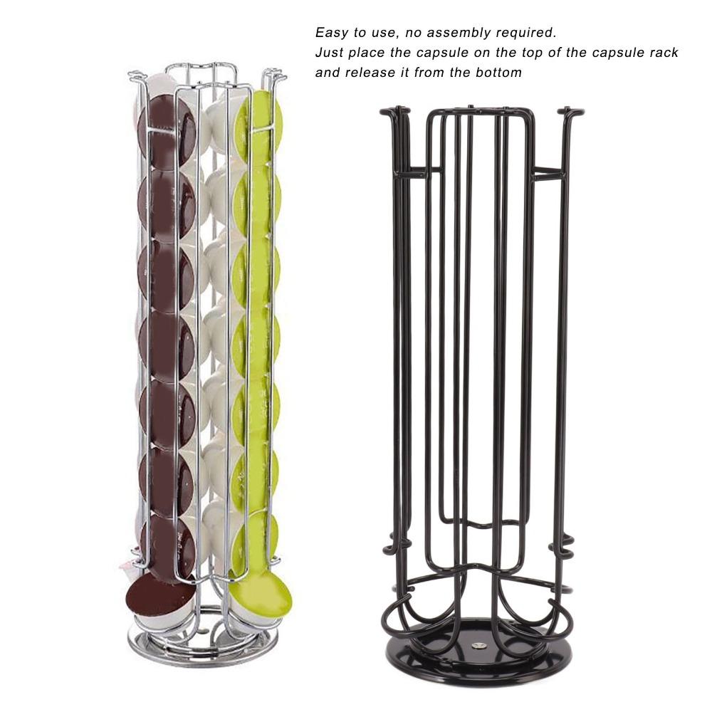 Black Color Coffee Pod Storage Rack 360 Degree Rotating Coffee Pod Display Rack Stand For Office