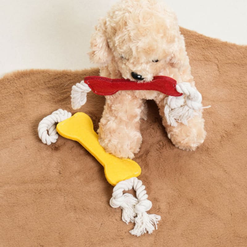 [Pet] Нетканая игрушка-веревка из кости, желтая