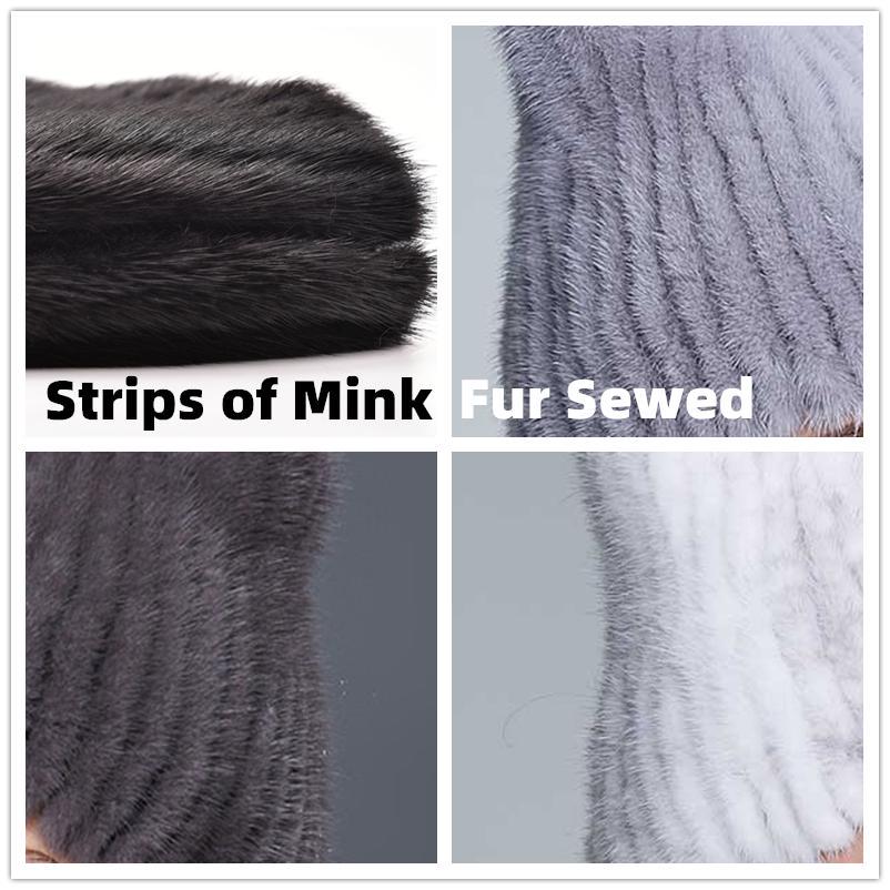 SOMALER Natural Mink Fur Hat ForWomen Cute Cat Ear ThickWinter Hat Female Fashion Fur Knitted Beanie