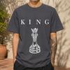 2026 New Pure Cotton Tshirt With Vintage 3d Metallic King Chess Piece Print Crew Neck Casual Short Sleeves